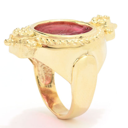 Tagliamonte 18K Gold Plated Hercules & Cupid Venetian Glass Cameo Ring