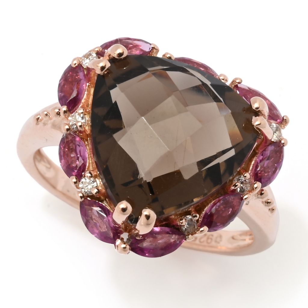 Sterling Silver Choice of 12mm Trillion Shape Gemstone & Halo Ring