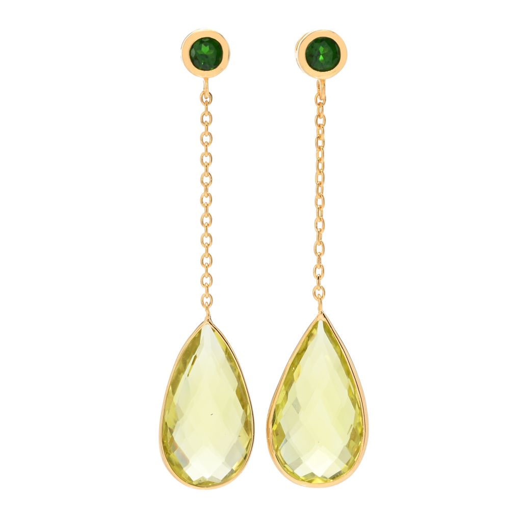 14K Gold Plated Choice of Pear Shape Quartz Drop Earrings