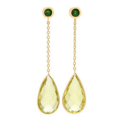 14K Gold Plated Choice of Pear Shape Quartz Drop Earrings