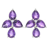 Platinum Plated 7.88ctw African Amethyst Trillium Flower Earrings