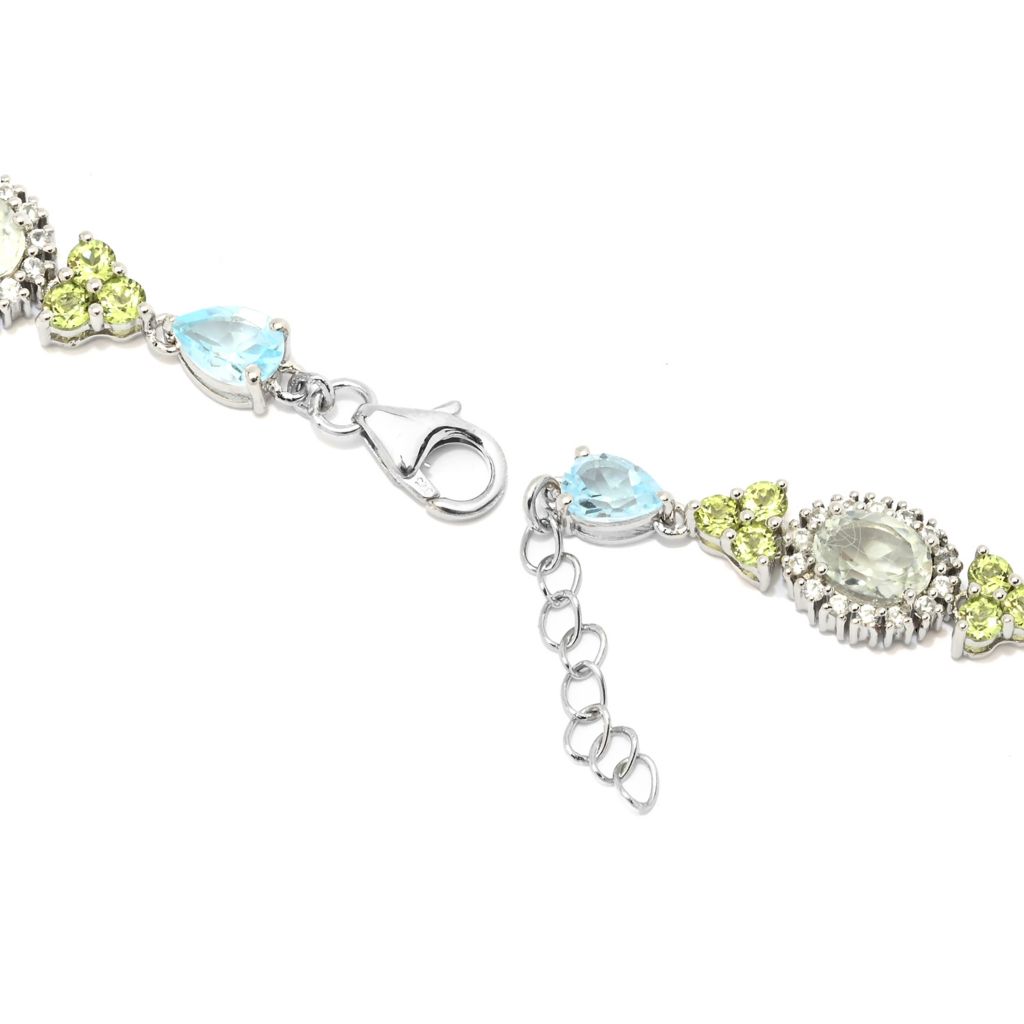 Platinum Plated 15.05ctw Multi Gemstone Floral Inspired Line Bracelet