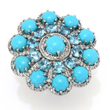 Gem Treasures "Desert Flower" Sleeping Beauty Turquoise & Swiss Blue Topaz Ring