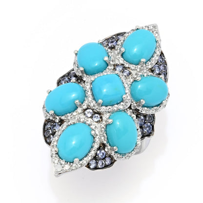 Gem Treasures Sleeping Beauty Turquoise & Tanzanite Shield Ring