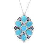 Gem Treasures Sleeping Beauty Turquoise & Tanzanite Shield Pendant