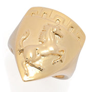 Toscana Italiana 18K Gold Plated Polished Arezzo Crest Shield Ring