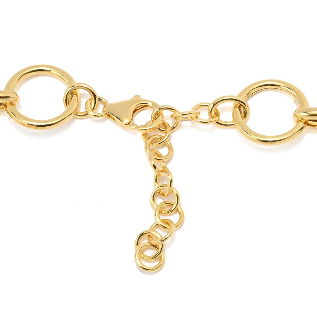 Toscana Italiana 18K Gold Plated Rolo Link Statement Necklace w/ Charm Holder