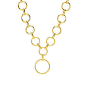 Toscana Italiana 18K Gold Plated Rolo Link Statement Necklace w/ Charm Holder