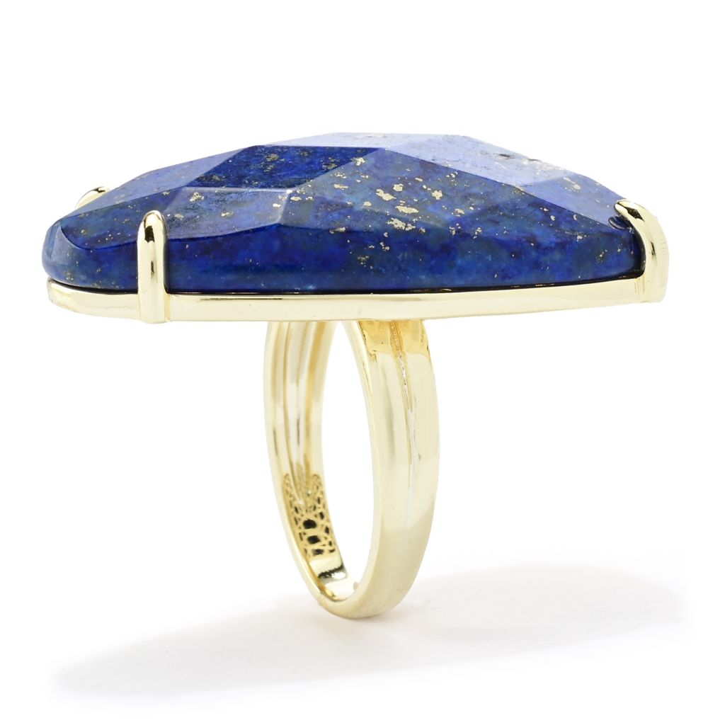 18K Gold Plated 32x21mm Fancy Shape Lapis Statement Ring
