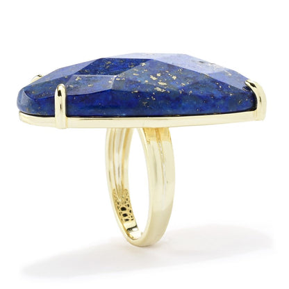 18K Gold Plated 32x21mm Fancy Shape Lapis Statement Ring