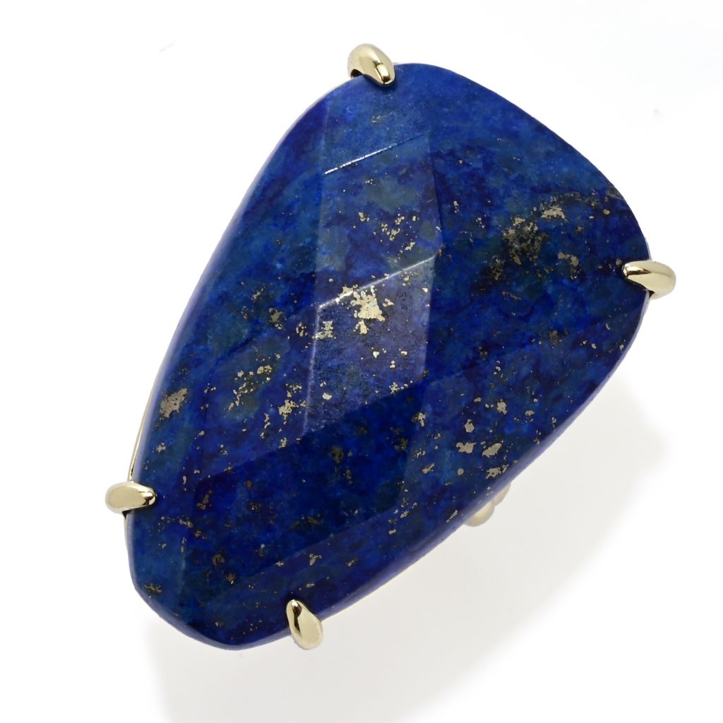 18K Gold Plated 32x21mm Fancy Shape Lapis Statement Ring – ShopHQ