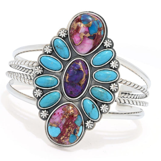Southwest Elements "Statements" Colors of Turquoise Slip-on Cuff Bracelet