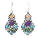 Southwest Elements "Statements" Spiny Oyster & Turquoise Drop Earrings