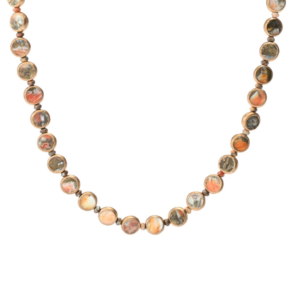 Southwest Elements Sterling Silver Choice of Gemstone Coin & Gem Bead Necklace