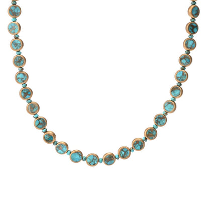 Southwest Elements Sterling Silver Choice of Gemstone Coin & Gem Bead Necklace