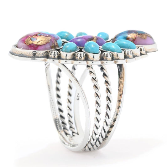Southwest Elements Multi-Color Mohave Turquoise Braided Ring