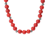 Southwest Elements Sterling Silver 16mm Red Coral 18" Necklace