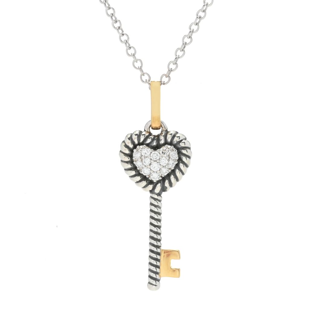 Peace Jewelers 18K Vermeil 0.20ctw Lab Grown Diamond Key Pendant w/ Chain