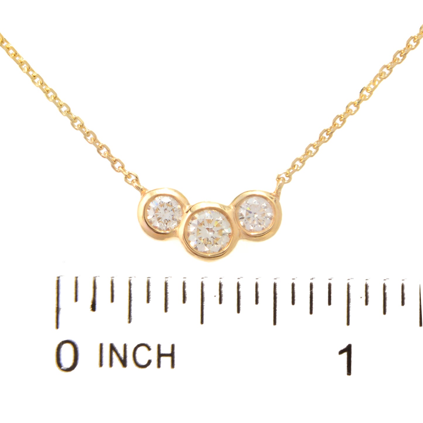 Morris & David 14K Gold 3-Stone Bezel-Set Diamond Necklace