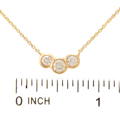 Morris & David 14K Gold 3-Stone Bezel-Set Diamond Necklace