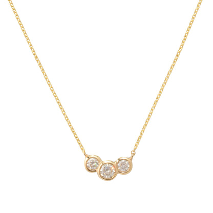 Morris & David 14K Gold 3-Stone Bezel-Set Diamond Necklace