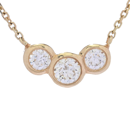Morris & David 14K Gold 3-Stone Bezel-Set Diamond Necklace