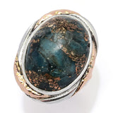 Artisan Silver by Samuel B. 18K Gold Accented 20x15mm Copper Apatite Ring