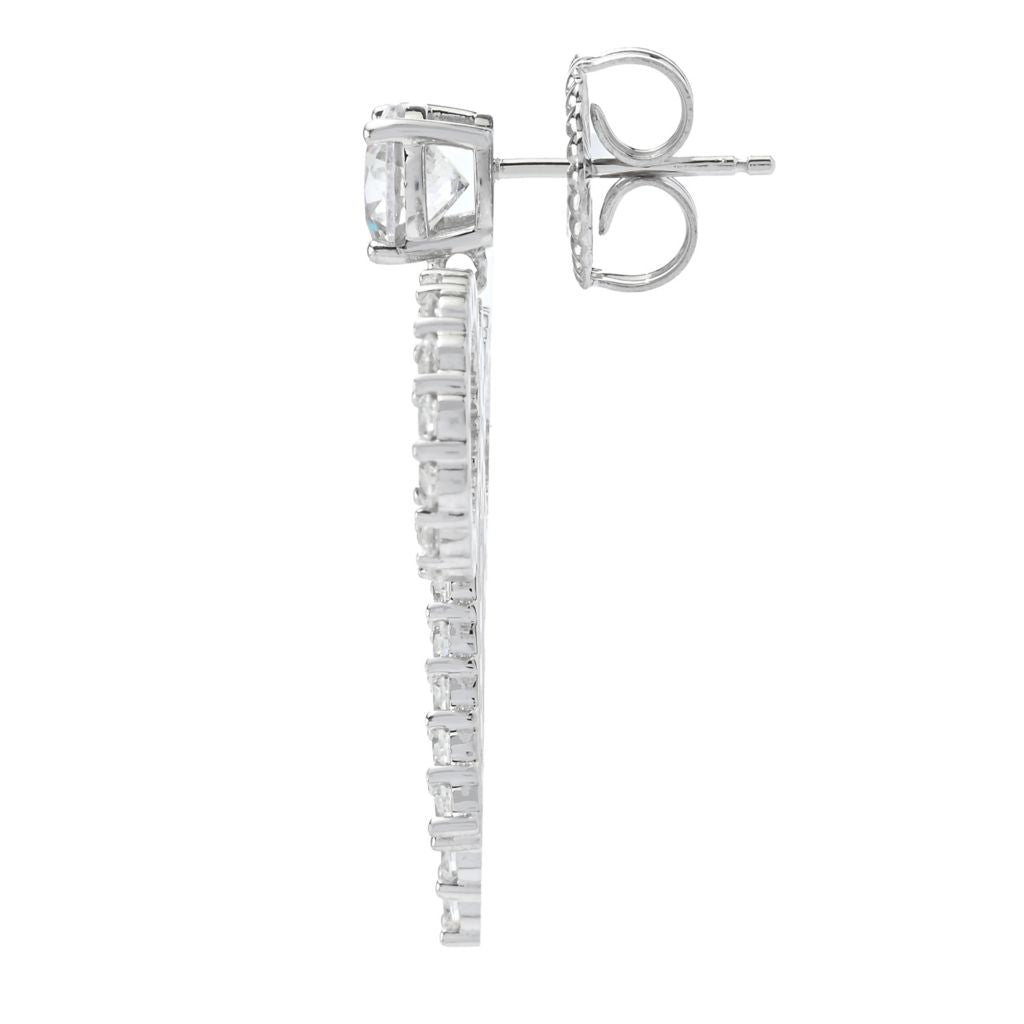 Brilliante Platinum Plated 4.94 DEW Simulated Diamond Bow Drop Earrings
