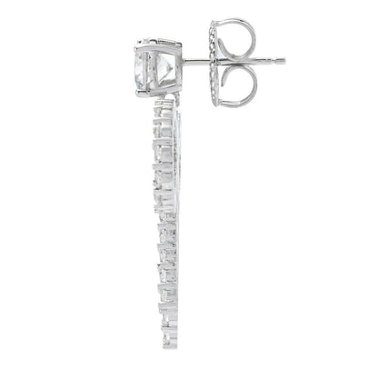 Brilliante Platinum Plated 4.94 DEW Simulated Diamond Bow Drop Earrings