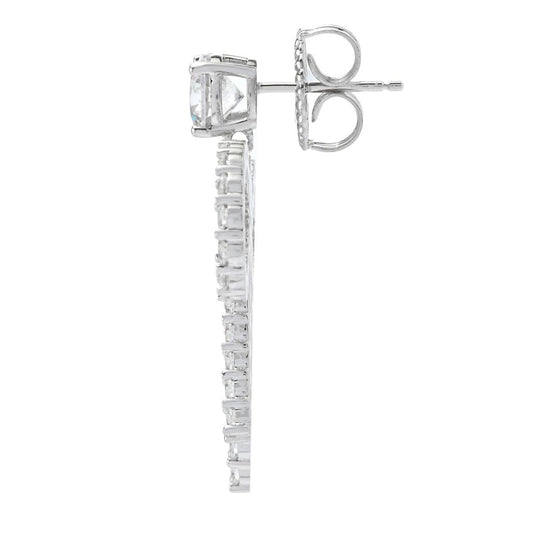 Brilliante Platinum Plated 4.94 DEW Simulated Diamond Bow Drop Earrings