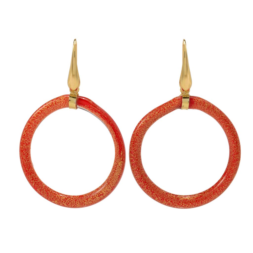 18K Gold Accented Murano Glass Hoop Earrings