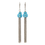 Sterling Silver Murano Glass Bead Chain Fringe Dangle Earrings