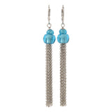 Il Murano Sterling Silver Murano Glass Bead Chain Fringe Dangle Earrings