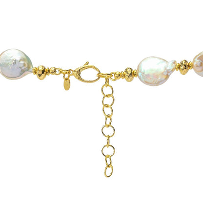 18K Gold Plated 13.5-15.5mm Keshi Cultured Pearl Necklace