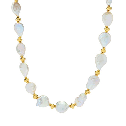 18K Gold Plated 13.5-15.5mm Keshi Cultured Pearl Necklace