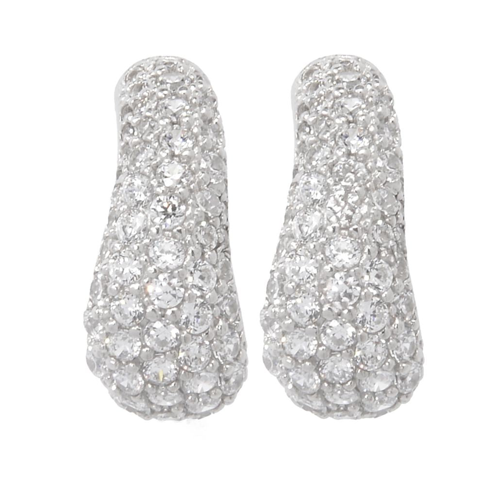 Brilliante 1.86 DEW Simulated Diamond Pave J-Hoop Earrings