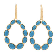 18K Gold Plated Turquoise Pear Shape 1.75" Drop Earrings