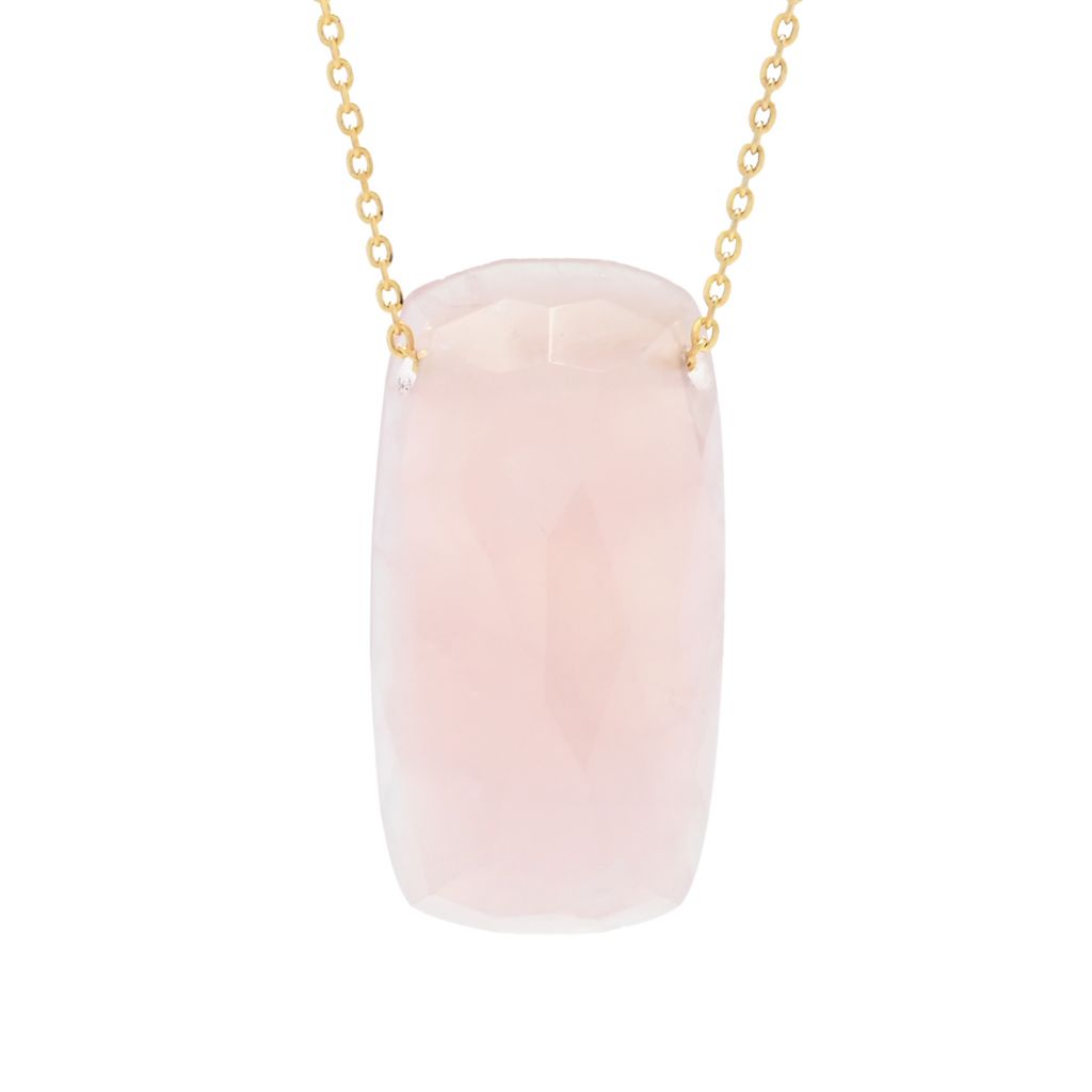 18K Gold Plated Choice of Color 25x13mm Quartz Pendant w/ Chain