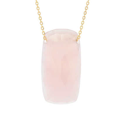 18K Gold Plated Choice of Color 25x13mm Quartz Pendant w/ Chain