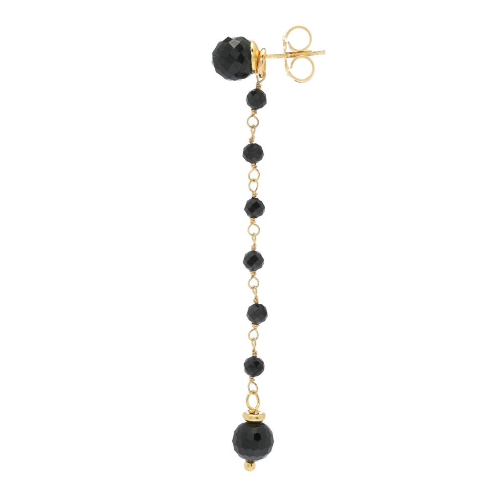 18K Gold Plated Faceted Black Spinel Dangle Earrings