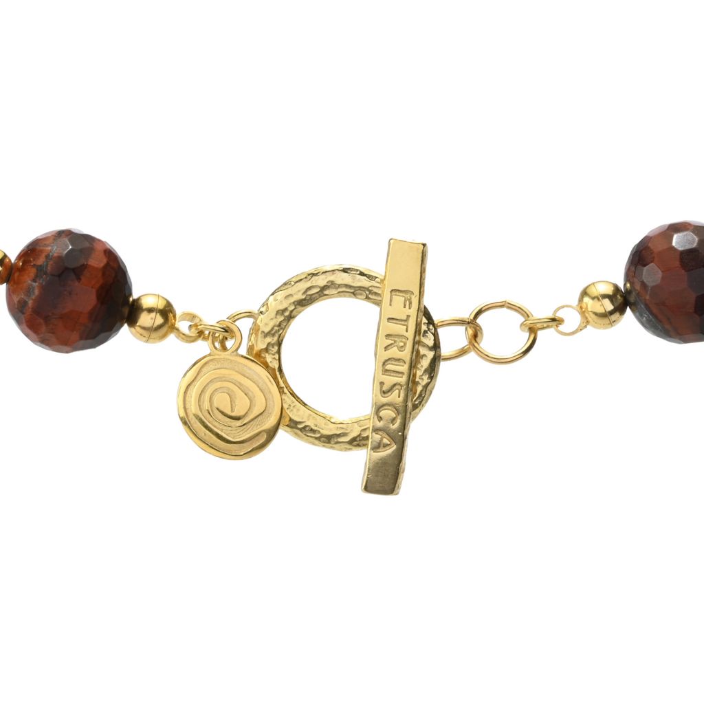 18K Gold Plated Tiger's Eye Faceted Bead 18" Necklace