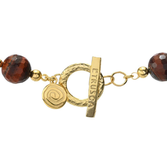 18K Gold Plated Tiger's Eye Faceted Bead 18" Necklace