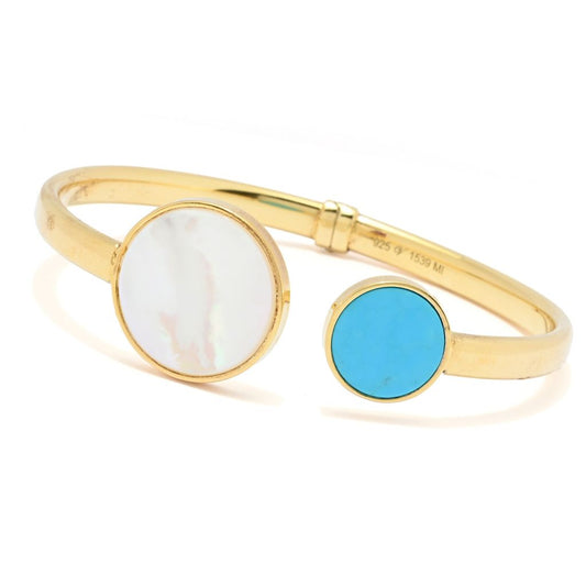 18K Gold Plated Tubing Mother-of-Pearl & Magnesite Bracelet