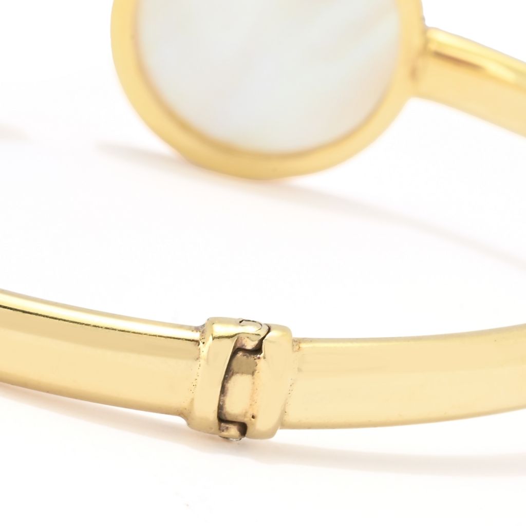 18K Gold Plated Tubing Mother-of-Pearl & Magnesite Bracelet