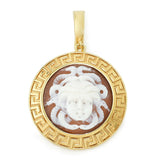 Cameo Italiano "Acropolis" 22mm Medusa Shell Cameo Greek Key Halo Pendant