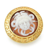 Cameo Italiano "Acropolis" 20mm Medusa Shell Cameo Greek Key Halo Ring