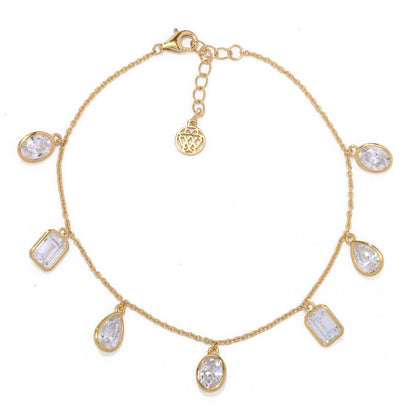 Brilliante Choice of Plating & Size 6.25 DEW Simulated Diamond Charm Bracelet