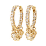 Gems of Distinction 14K Gold 0.95ctw Diamond Bezel-Set Fringe Hoop Earrings