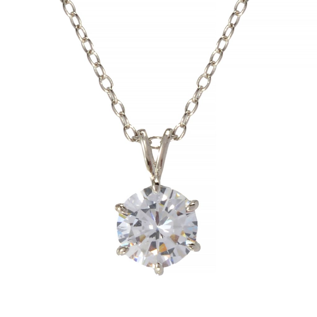 Brilliante 3.53 DEW Simulated Diamond Solitaire Pendant w/ Chain