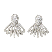 Brilliante Platinum Plated 3.03 DEW Simulated Diamond Ear Cuff Drop Earrings